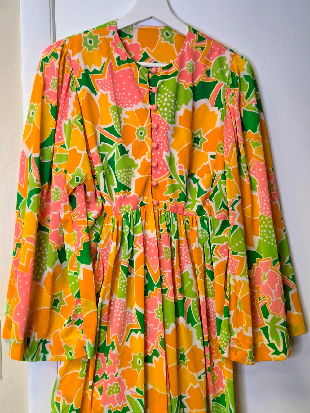 Vintage 70s Sandcastle Psychedelic Floral Maxi Dress Size L (Vintage) - Picture 3 of 16